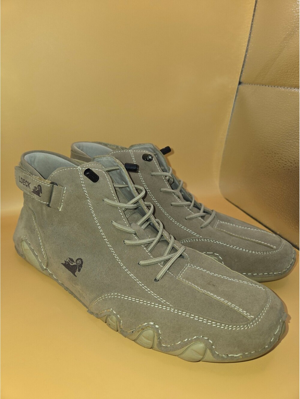 LDECK Men's Tan Suede High-Top Casual Chukka Boots – EU 44 / US 10.5-11